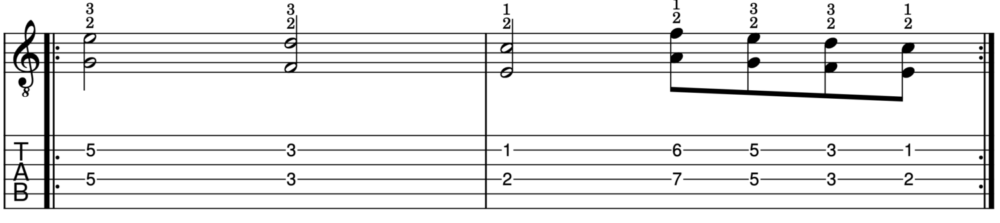 interval of 6ths below the melody example