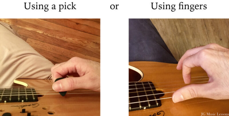 Using a pick vs fingers image