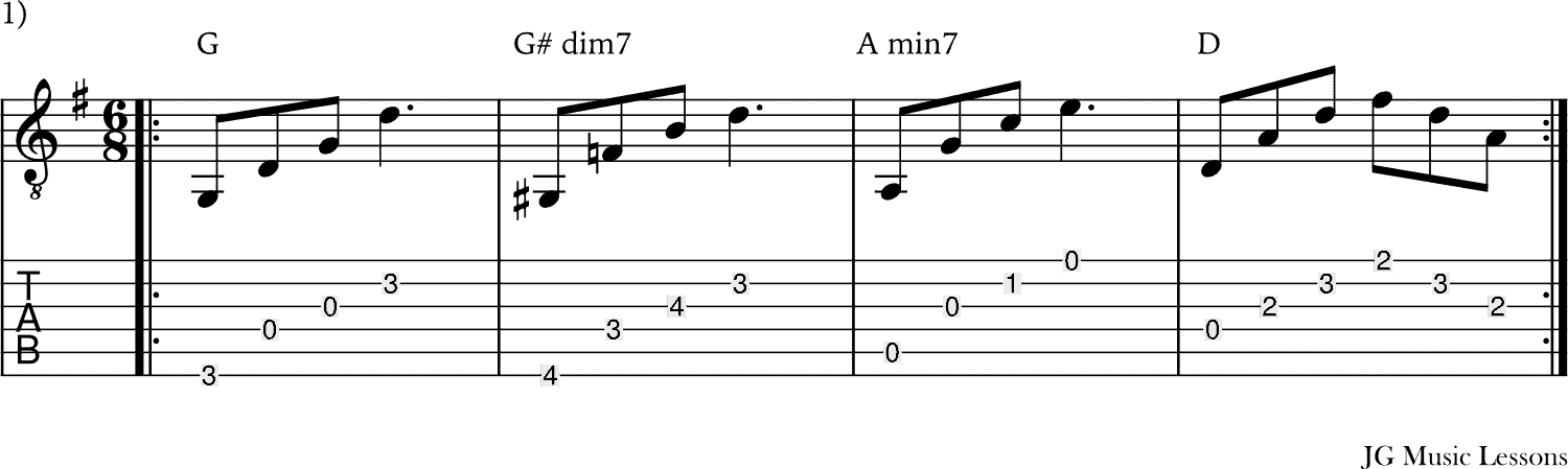 diminished chord progression example 1