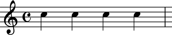 Example of the common time music symbol in notation