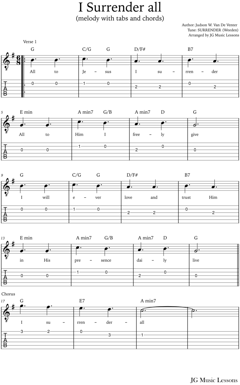 I Surrender All tabs and chords 1