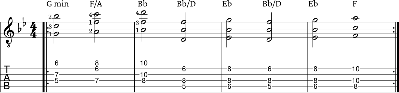 Spread triad chord example 10