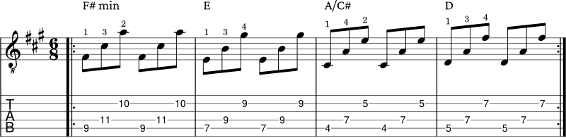 Spread triad chord example 7