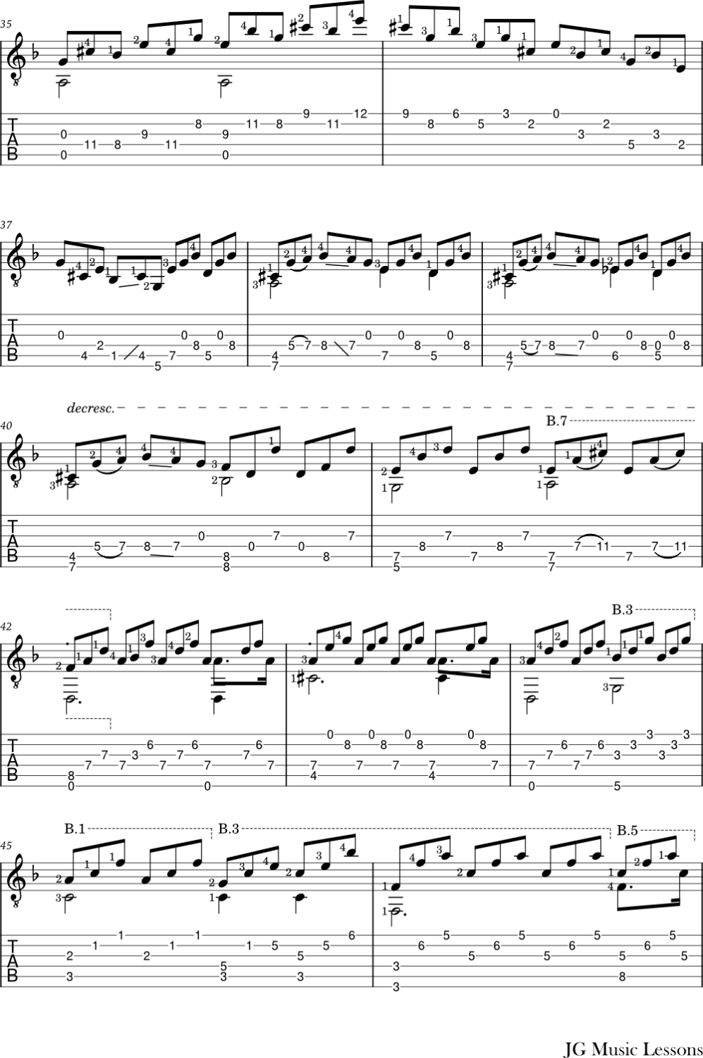 Moonlight Sonata guitar arrangement page 4