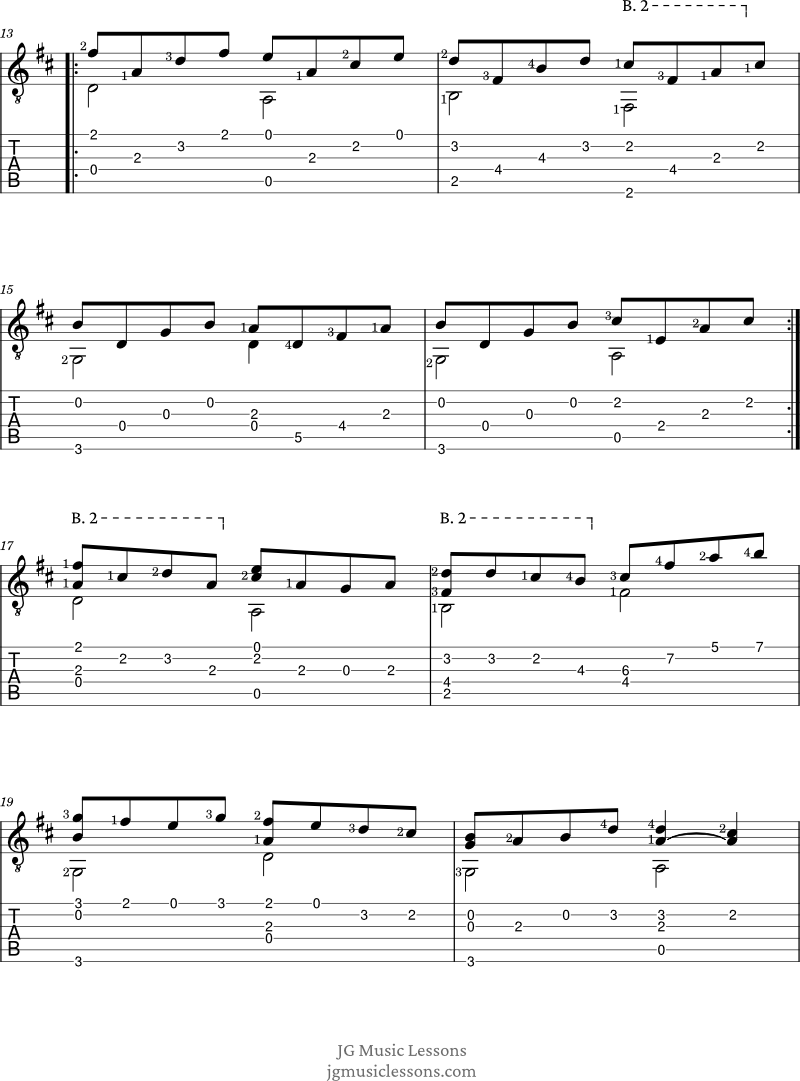 Canon in D guitar tabs page 2