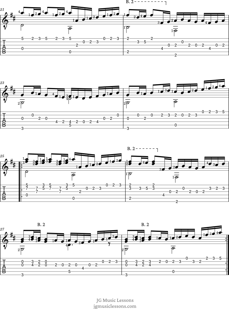 Canon in D guitar tabs page 3
