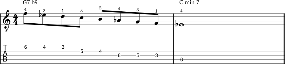 Harmonic minor scale desecending line 1