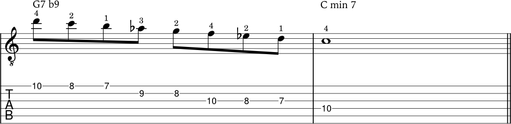 Harmonic minor scale desecending line 3
