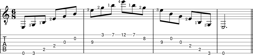 E minor triad chord 2 octaves