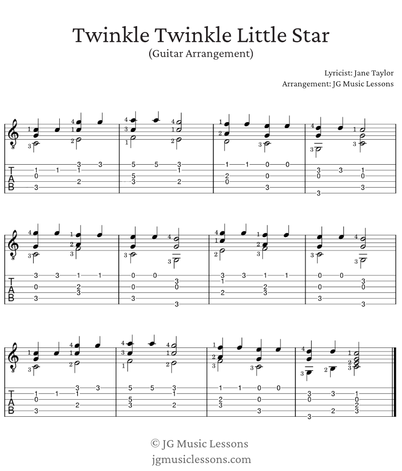Twinkle Twinkle Little Star guitar arrangement 
