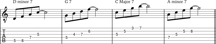 Chord tone arpeggios - ascending example