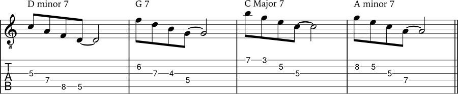 Chord tone arpeggios - descending example