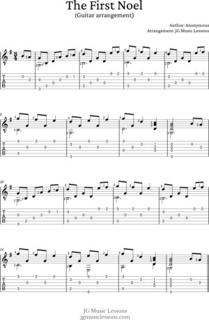 The First Noel chords, guitar tabs, and fingerstyle arrangement - JG ...