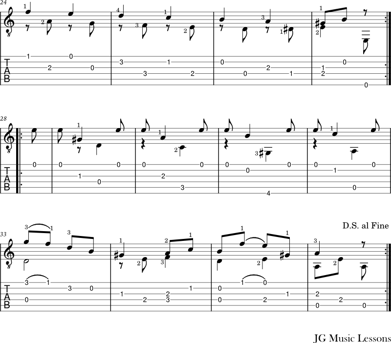 Op. 60 No. 6 Fernando Sor page 2 tabs