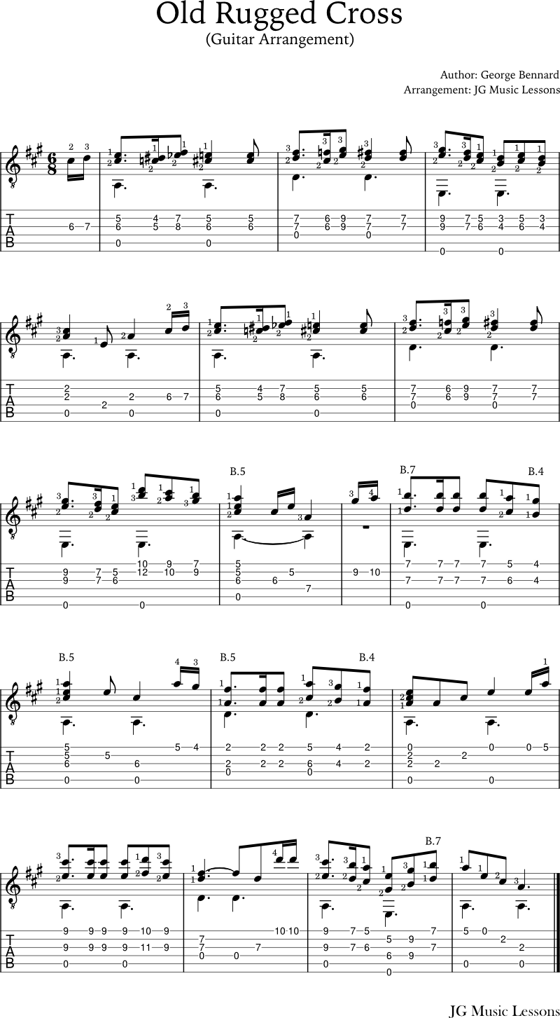 Old Rugged Cross guitar arrangement