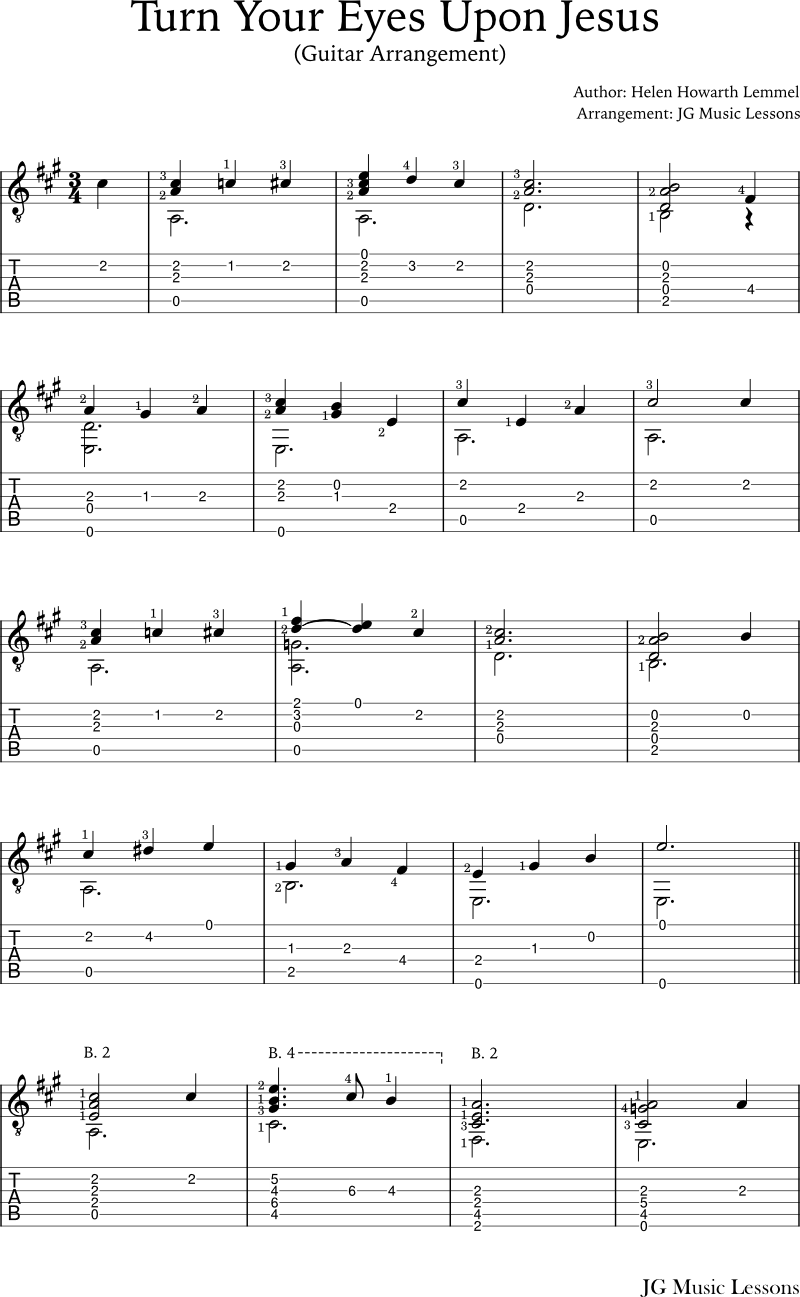 Turn Your Eyes Upon Jesus guitar arrangement 1