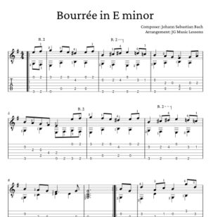 Bouree in E minor Bach guitar tabs store banner