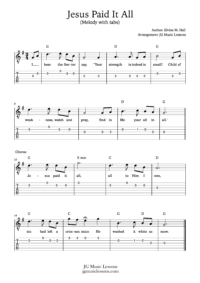 Jesus Paid It All - melody with tabs