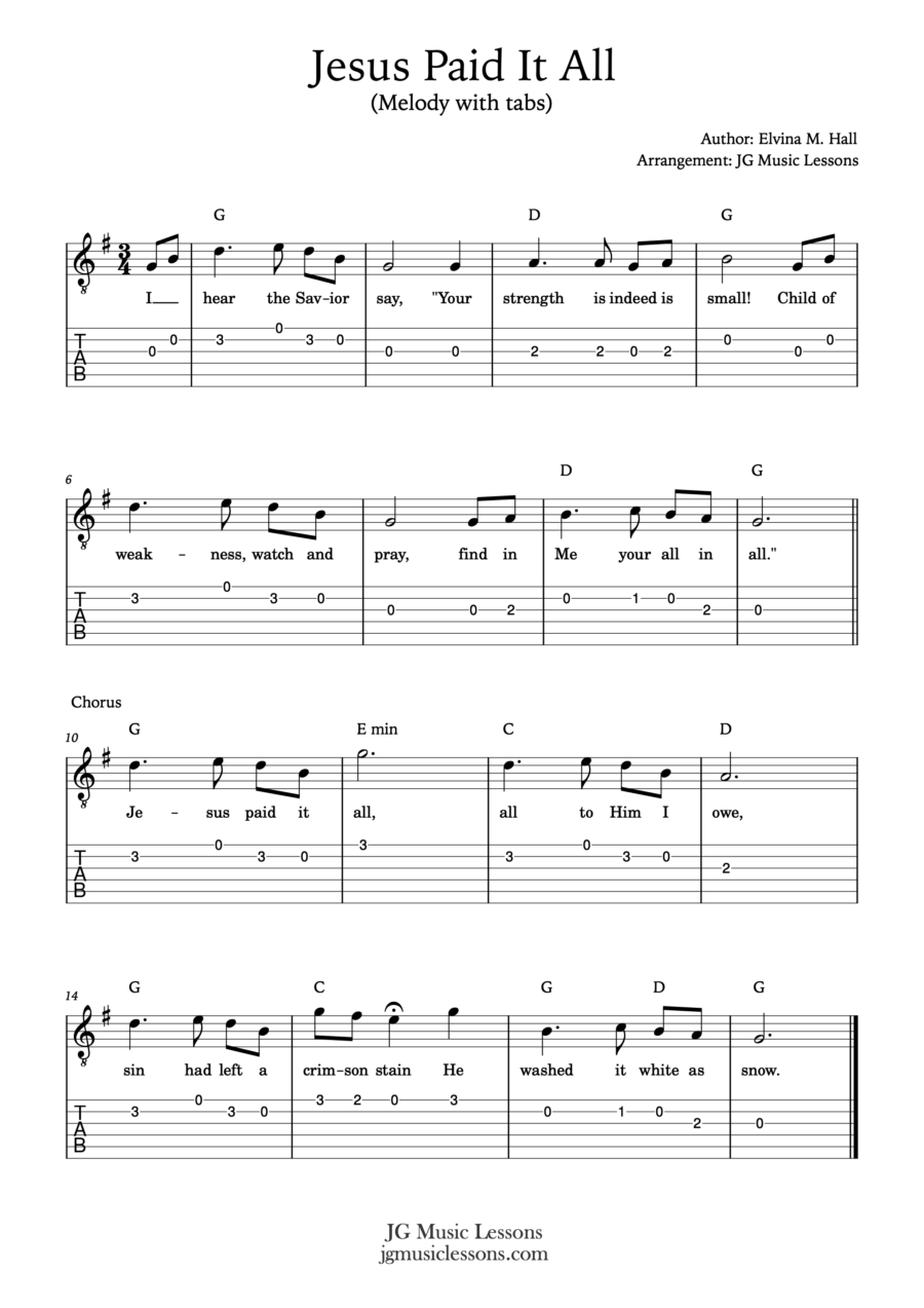 Unlocking the Soul-Stirring Melody –  “Jesus Paid It All” Chords