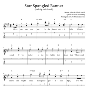 Star Spangled Banner guitar tabs store banner