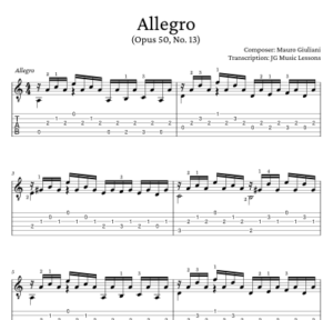 Allegro by Giuliani (Op 50 No 13) sheet music preview