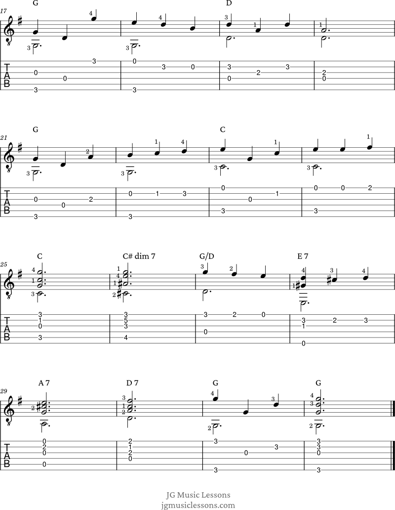 Take Me Out To The Ball Game guitar arrangement page 2