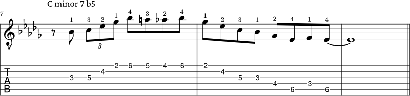 Half diminished arpeggio example 3
