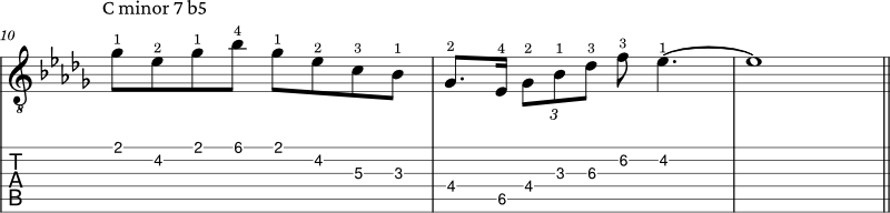Half diminished arpeggio example 4
