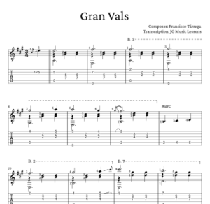 Gran Vals - Tarrega guitar pdf preview