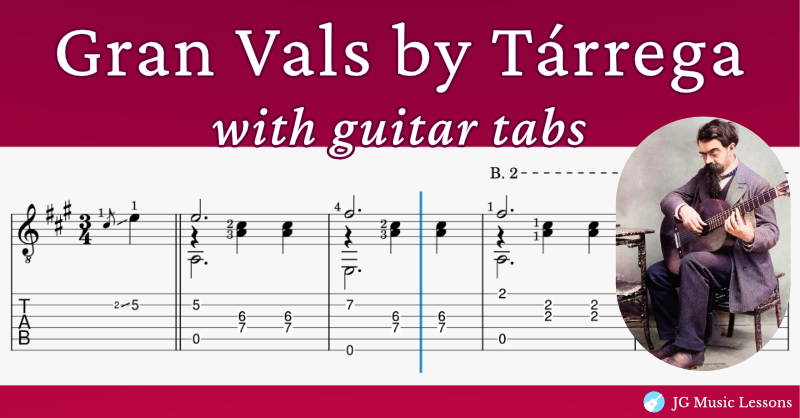 Gran Vals Tarrega guitar tabs banner post