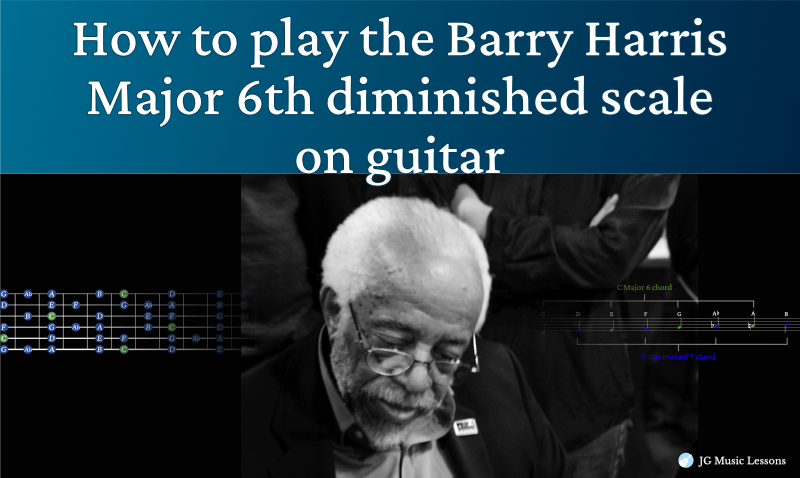 Barry Harris Major 6 diminished scale on guitar banner